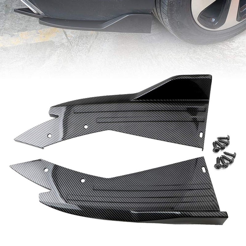 idain 2PCS Universal Rear Bumper Lip Diffuser Splitter Canard Protector Front Bumper Lip Body Kit Front Bumper Side Skirt Spoiler Splitter (Carbon Fiber) - Image 1